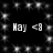 Black background with white text 'Hay <8' repeated four times, surrounded by a border of small star-like sparkles.