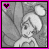 A 49x49 pixel animated buddy icon featuring a grayscale cartoon character with light hair and mouse ears, framed by pink borders with a heart symbol in the top-left corner that changes color between frames.