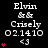 Static text-based icon with white and red pixel art on black background showing 'Elvin & & Crisely O2.1410 <3' and red heart symbols.