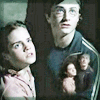 repeated character portraits with subtle facial expression changes , featuring a person in dark clothing and another in light pink