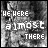 A black-and-white animated sequence showing the text 'WE HERE almost THERE' gradually erasing from left to right