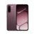 Pixelated static image of a smartphone with a dark purple back and pink gradient screen showing abstract lines.