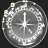 Circular gray icon with white crosshair center, surrounded by pixelated light gray and white patterns, with scattered green and yellow pixel clusters on the left and top edges.