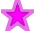 Two pixelated star icons side-by-side on gray background, left star bright pink with purple outline, right star dark purple with lighter purple outline.
