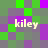 Pixelated of green, purple, and gray squares with four instances of the word 'kiley' in light beige text