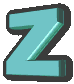 stylized Z and 1 characters in teal, white, and dark gray with black outlines on a light gray background