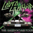 Pixelated image with green and pink elements on left, white background on right displaying 'sassy back tour '08' text.