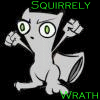 identical cartoon characters with green eyes and gray bodies, each labeled with green text reading "WRATH SQUIRRELY" on a black background
