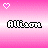 Pixelated pink gradient background with three heart icons and the name 'Allison' in black-and-white or pink text variations.