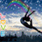 A pixelated image of a gymnast performing a split leap under a rainbow, with colorful 'LOVE' text on the left and 'BERKS EAST' in bold letters below.