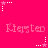 A static image with a bright pink background featuring repeated text and star-shaped elements.