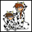 Pixelated anime-style buddy icon featuring two cow-patterned characters with horns and tails on a white background, paired with "Anime IM" text on black.