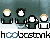 Pixelated character icons in dark green and white with blonde and black hair, arranged in above a gray bar with blue infinity symbols and partial text