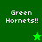 Green-themed pixel art displays 'Green Hornets!!' text with a star symbol in two color variations.