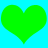 Two bright green heart shapes on a cyan background, side-by-side with no visible animation changes.