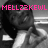 Pixelated grayscale image of a person with long hair, wearing a light-colored shirt, overlaid with bright pink text reading "MELL22KEWL" at the top.