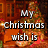 Pixelated text on a warm-toned background with orange and brown hues, displaying phrases about Christmas wishes.
