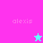 Pixelated icon with 'alexis' text and star symbols on pink, purple, cyan backgrounds.