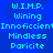 Blue background with repeated light blue text in a pattern, including 'W.I.M.P.', 'Wining', 'Innoficcien', 'Mindless', and 'Paricite' arranged across multiple