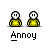 Two yellow-shirted figures with neutral faces appear in a ; speech bubbles change between 'DUDE', 'WHAT', and 'SHUT UP!' across frames while the figures remain static