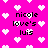 Pixelated pink background with white heart shapes and black text reading 'nicole love's luis' in three