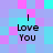 Pixelated text "I Love You" on a of pastel blue, purple, and pink squares with shifting color patterns