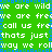 Green background with white text repeating 'we are wild we are free call us free thats just the way we roll' and blue pixelated vertical line on right edge.