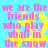 Pixelated text in pink and yellow on a cyan background, repeating the phrase "we are the friends who play vball in the snow" across four identical