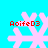 Four identical pixelated snowflakes with red text 'AoifeD3' on a cyan background, arranged in a pattern