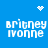 Blue background with four white pixelated text blocks reading 'britney ivonne' arranged in a , each block accompanied by either a heart or starburst symbol above it