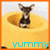 A small animal sits in a yellow bowl with the word 'yummy' displayed below it in various colors.