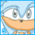 Pixelated cartoon character with light blue hair, white face, and orange muzzle in a of six showing color variations