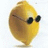 A pixelated yellow lemon wearing dark sunglasses stands against a white background, with text on the right side.