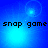 Blue gradient background with four identical displaying "snap game" text and shifting light effects