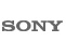 Static grayscale image of the word 'SONY' in bold, pixelated sans-serif typeface centered on a white background with light gray horizontal bars at top and bottom.