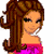 Pixelated cartoon woman with brown hair in a high ponytail wearing pink and white patterned outfit holding red striped bags, shown across three frames of an animation contact sheet.