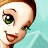 A 48x48 pixel buddy icon featuring a cartoon-style female character with green eyes and brown hair on the left, next to green text reading "Original Icons .com" on a dark green background.