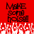 Red background with black text reading "MAKE some noise" above a white pixelated pattern resembling splatters or flames.