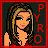 Pixel art contact sheet of a female character in red attire with repeated "PYRO" text across six frames showing different poses and angles.