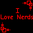Red pixel art displays "I Love Nerds" text with animated square patterns on black background, showing motion in four distinct positions across observations.