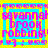 Pixelated text reads 'savannah brook robbing!' in pink on cyan background with yellow border, repeated across four identical