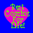 Four identical pink heart-shaped icons with green text 'Pet Cousins For Life!' on a blue background, each showing slight pixel variations across frames.
