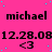 A static image with a bright pink background, repeated text elements, and small cyan dots scattered throughout.
