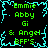 Pixelated green text on black background with cyan jagged border, repeating four times in a