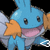 Four identical blue cartoon fish with orange fins and pink mouths, arranged in a on black background