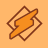 Pixelated orange lightning bolt centered within a brown diamond outline on a solid orange background.