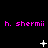 Pixelated pink text 'h. shermii' repeats across three on a black background, with white star-like symbols changing position and shape in each 's middle section