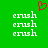 Green background with white text 'crush' repeated three times on left and right, red pixelated heart symbol above center.