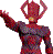 Six distinct pixelated character icons arranged in two against a solid gray background, each with unique color schemes and poses