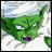 A 48x48 pixel buddy icon featuring a green-skinned anime character with white hair and purple mouth, alongside text reading "Anime IM" and "COM" on a black background.